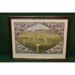 Coloured cricket picture entitled English And Australian Cricketers Great Match England V