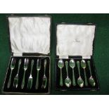 Set of six silver teaspoons, marked for Sheffield and bearing the Mappin & Webb makers mark in