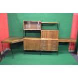 Vanson mid century walnut modular unit incorporating corner table, bank of three drawers, fall front