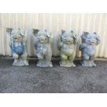 Four fibre/cement pig formed planters - 27.5" tall Please note descriptions are not condition