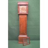 Thomas Moore, Ipswich, oak cased grandfather clock having brass dial with black Roman Numerals and