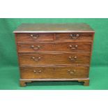 19th century mahogany chest of drawers having two short and three long graduated drawers with