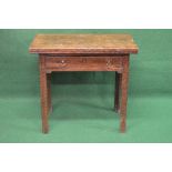 Georgian oak foldover tea table having rectangular top over single drawer, standing on square