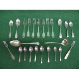 Quantity of silver flatware to include: ladle, teaspoons, coffee spoons, forks etc Please note