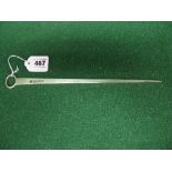 Silver meat skewer, marked for London and bearing the makers mark LL - 11.75" long Please note