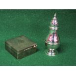 Silver sugar shaker, marked for Edinburgh and bearing the makers mark H&I together with a small