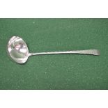 Georgian silver ladle having engraved decorated handle, marked for London Please note descriptions