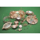 Good collection of silver plate to include: shaped circular salver, raised gallaried two handled