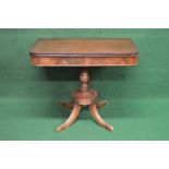 Late 20th century mahogany fold over tea table the top opening to reveal polished surface and