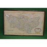 Robert Morden hand coloured map of Kent covering from Lang Port up to London and having centre