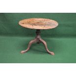 19th century mahogany tip top occasional table having oval top supported on a turned column