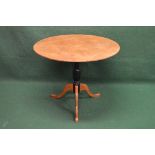 Biedermeier Goldbirch tip top centre table having circular top supported on urned shaped column