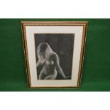 20th century pastel portrait of a nude lady on a dark background, signed bottom right RS '92 -