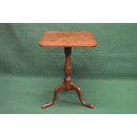 19th century mahogany tip top occasional table having square top with rounded corners supported on a