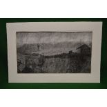 Indistinctly signed charcoal picture of Chelsea Football Club, signed bottom right - mounted and