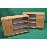 Pair of oak Art Deco style bookcases each having single panelled door opening to reveal single fixed