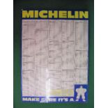 1980's plastic Michelin tyre pressure forecourt wall chart featuring a Bibendum bottom right - 24.5"