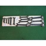 Set of BSA open ended spanners numbered 1-13 mounted onto pegboard Please note descriptions are