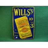 Bright enamel sign for Will's Gold Flake Cigarettes 10 For 3D In Packets Only, featuring a