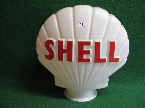 Plastic Shell globe - white ground with red letters - 17" high Please note descriptions are not