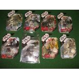Eight Star Wars 2006/2007 carded figures with collectors coins for Luke Skywalker (Concept) in