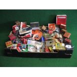 Box of assorted boxed new old stock vehicle small electrical components ie rotor arms, brush set,