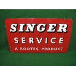 Large enamel sign for Singer Service A Rootes Product, black shaded white letters on a red