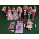Eight loose dolls marked as follows: two for Mattel Barbie 1966 and 2009, two Mattel, one Simba
