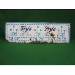 Possibly part of a shop frieze, blue and white patterned enamel panel with Fry's Milk Chocolate