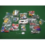 Box of assorted 1970's/1980's Playmobile items to include: racing car, motorcycle, boat trailer,