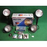 Boxed Raydyot driving lamps, pair of Oscar head lamps on brackets, two swivelling plastic vehicle