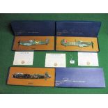 Three boxed commemorative wall plaques of a Lancaster MkI, Spitfire and a MkI Hurricane produced