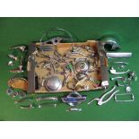 Box of assorted chromed parts, handles, esconces, hinges, locks, trim etc Please note descriptions