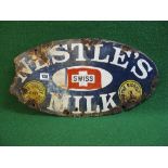 Elliptical enamel sign for Nestle's Swiss Milk, One Quality, Only The Best, The Richest In Cream,