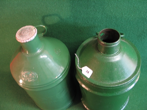 Two large conical topped oil drums with wide necks, one embossed Castrol Motor Oil and has '10.75' - Image 3 of 3