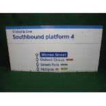 Large London Underground enamel (part) sign for Victoria Line Southbound Platform 4, Warren