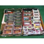 Two boxes of approx thirty eight 1:76 scale diecast model buses, lorries, vans and cars made by EFE,