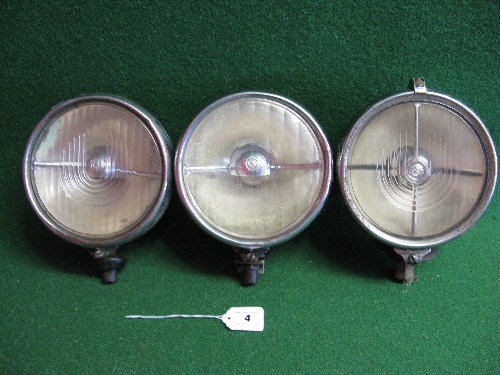 Three 6.75" dia Lucas lamps Type 236 and FT58 Please note descriptions are not condition reports,