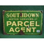 Rare local double sided enamel sign for Southdown Motor Services Ltd Parcel Agent, pale yellow