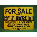 Yellow and black enamel sign For Sale Apply Scammell & Smith Auctioneers & Estate Agents, 197