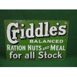 Enamel sign for Griddle's Balanced Ration Nuts And Meal For All Stock, black shaded white letters on