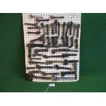 Forty eight pegboard mounted adjustable spanners from: Elora, Jackdaw, Bahco, Diamond, Steinadler,