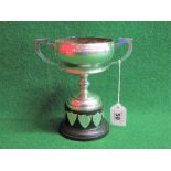 Silver two handled cup trophy engraved for Austin Healey Club SCC, hallmarked for Birmingham with