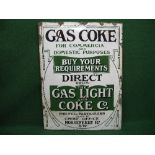 Large old enamel sign for Gas Coke For Commercia And Domestic Purposes Buy Your Requirements