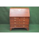 Late 19th century oak bureau (ex bureau bookcase) having fitted interior of pigeon holes and drawers