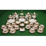 Royal Albert Old Country Roses tea and dinner service having a rose pattern on a white ground with