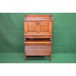 Victorian walnut Aesthetic writing cabinet having raised 3/4 gallery over fall front and single