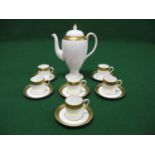 Wedgwood Ascot pattern coffee set to comprise: coffee pot, six coffee cans and six saucers Please