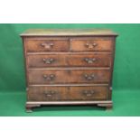 19th century oak chest of drawers having two short over three graduated long drawers with