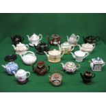 Collection of nineteen various teapots and some stands to include: Belleek, Masons Bargeware,